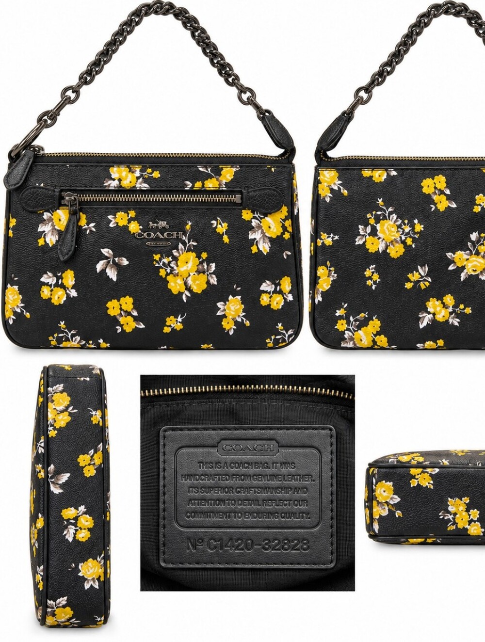 Coach Black Crossbody Bag with Yellow Floral Print